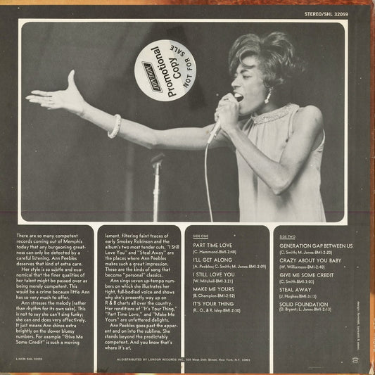 Ann Peebles - Part Time Love (SHL 32059) 1970 US Hi｜中古LP
