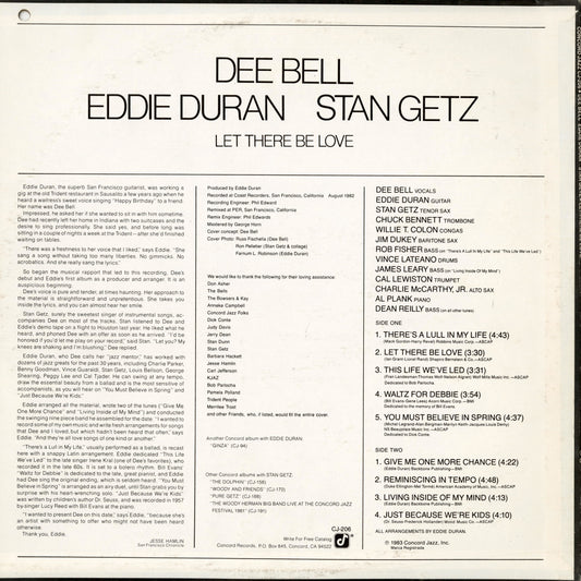 Dee Bell, Eddie Duran, Stan Getz – Let There Be Love (CJ 206) LP 1983 US Concord Jazz | 中古LP