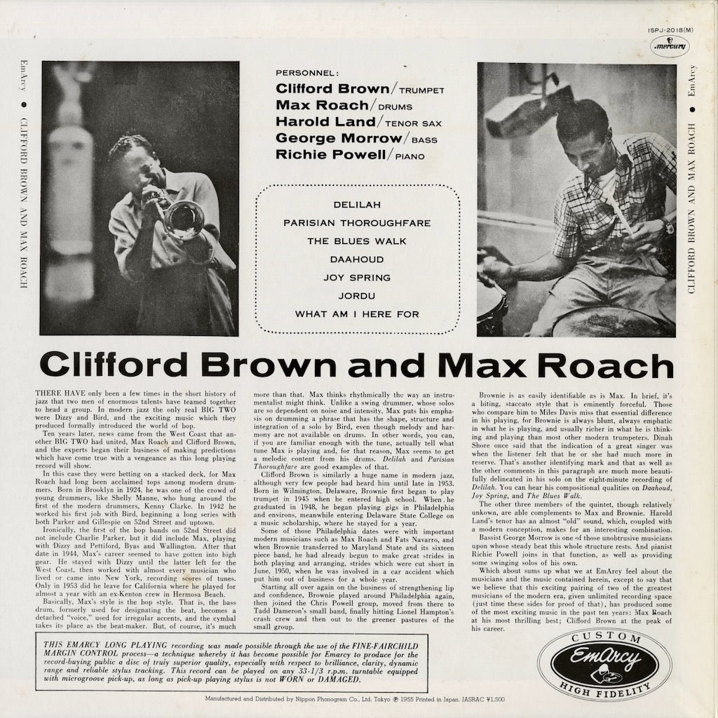 Clifford Brown and Max Roach / Clifford Brown and Max Roach (15PJ-2018(M)) LP 1974 JPN Mercury | 中古LP