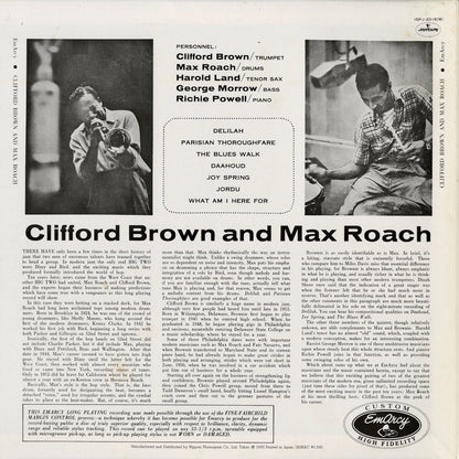 Clifford Brown and Max Roach / Clifford Brown and Max Roach (15PJ-2018(M)) LP 1974 JPN Mercury | 中古LP