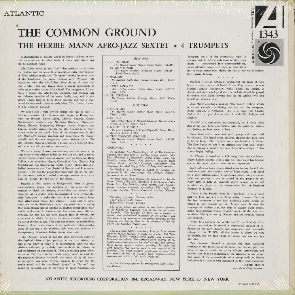 Herbie Mann - The Common Ground -MONO (1343) 1960's US Atlantic｜中古LP