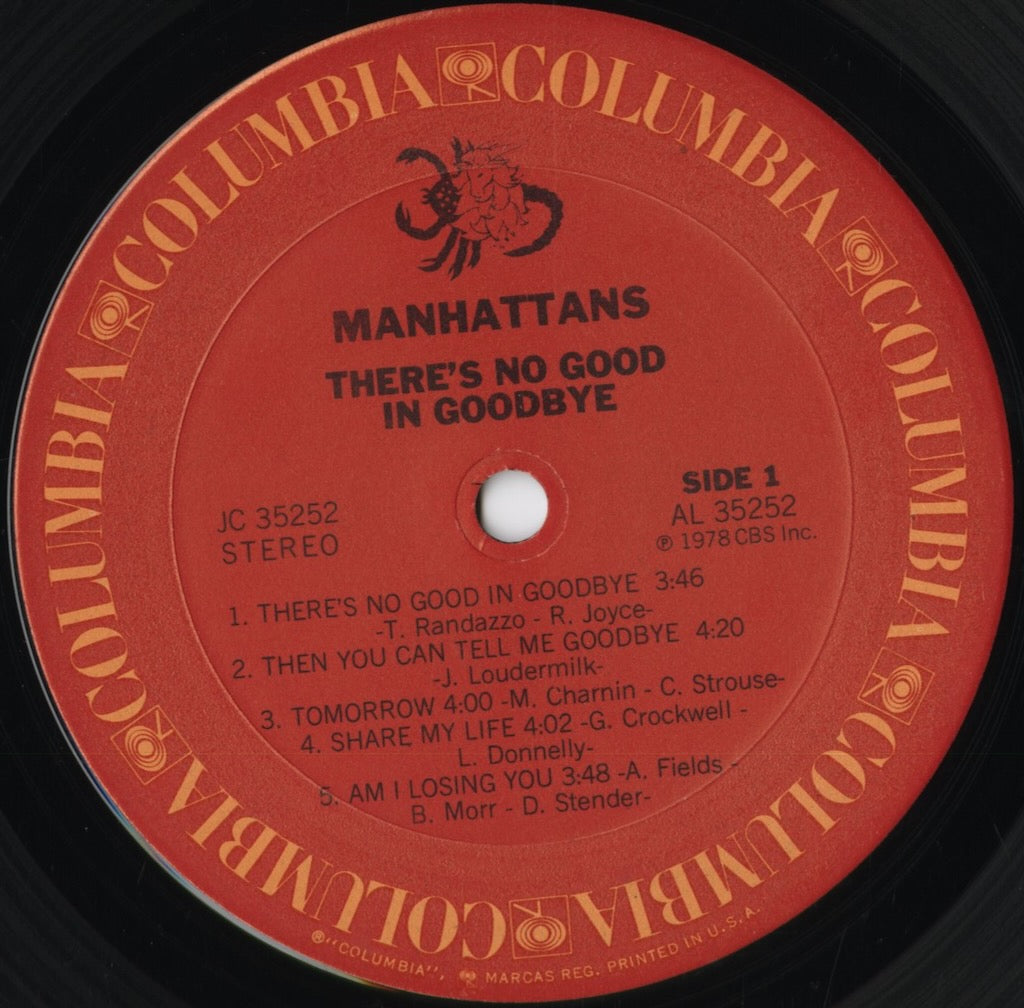 The Manhattans - There's No Good In Goodbye (JC 35252) 1978 US Columbia｜中古LP