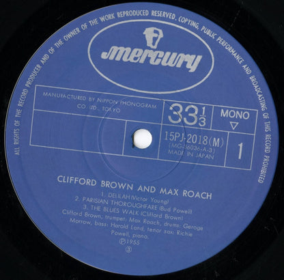 Clifford Brown and Max Roach / Clifford Brown and Max Roach (15PJ-2018(M)) LP 1974 JPN Mercury | 中古LP