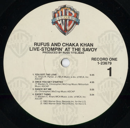 Rufus And Chaka Khan - Live - Stompin' At The Savoy (9 23679-1) 1983 US Warner｜中古LP