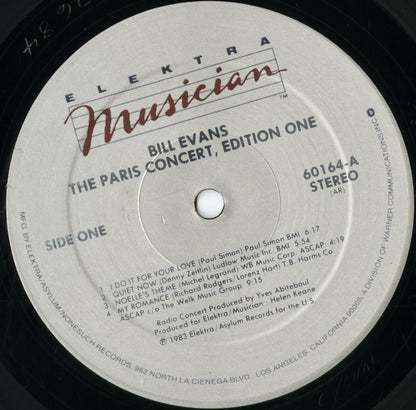 Bill Evans - The Paris Concert, Edition One (60164) 1983 US Elektra Musician｜中古LP