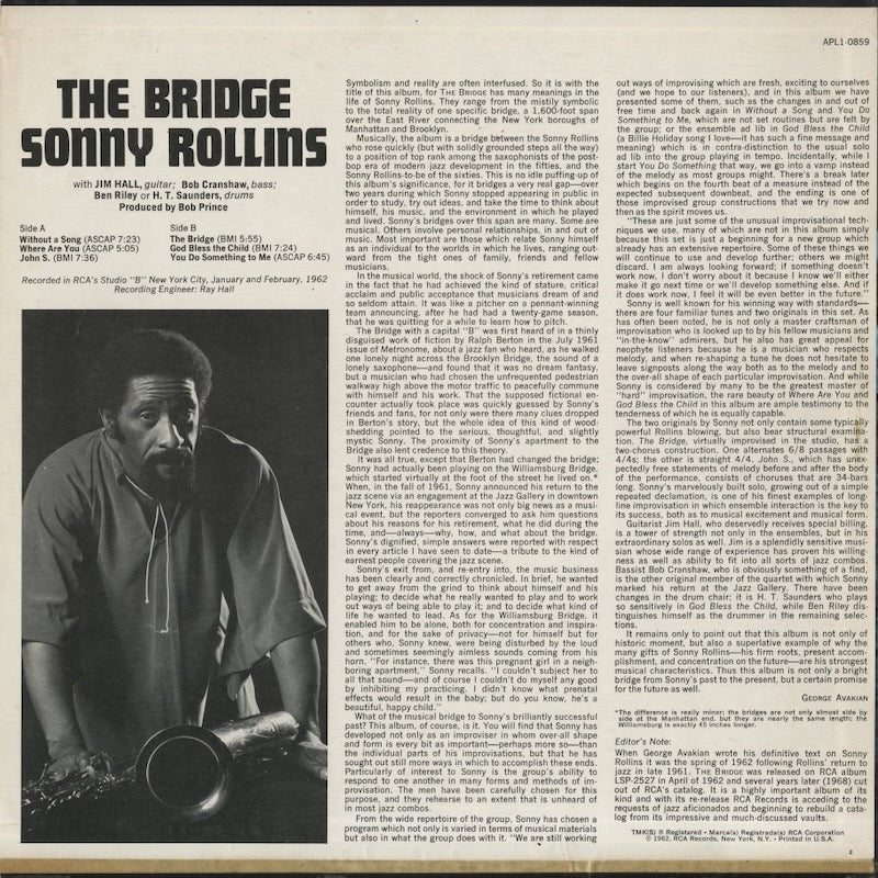 Sonny Rollins / ソニー・ロリンズ / The Bridge (APL1-0859)