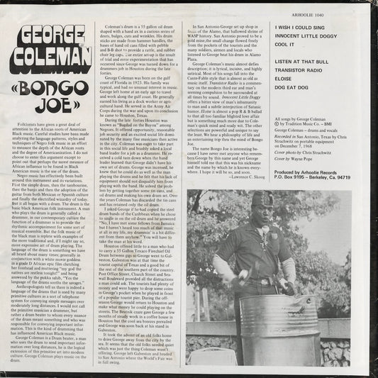 George Coleman - Bongo Joe (ST 1040) 1969 US Arhoolie｜中古LP