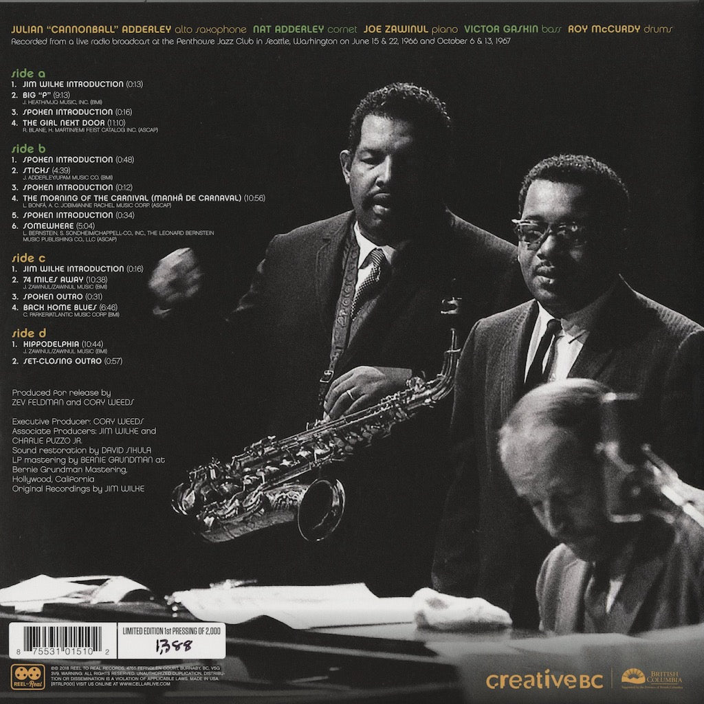 Cannonball Adderley - Swingin' In Seattle: Live At The Penthouse (RTRLP001) LP 2018 US Reel To Real｜中古LP
