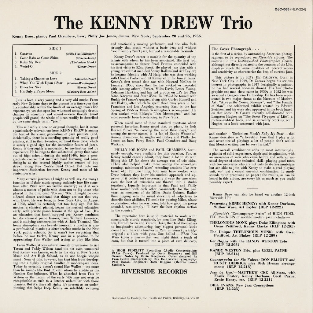 Kenny Drew – The Kenny Drew Trio (OJC-065) 1983 US Riverside / Original Jazz Classics | 中古LP