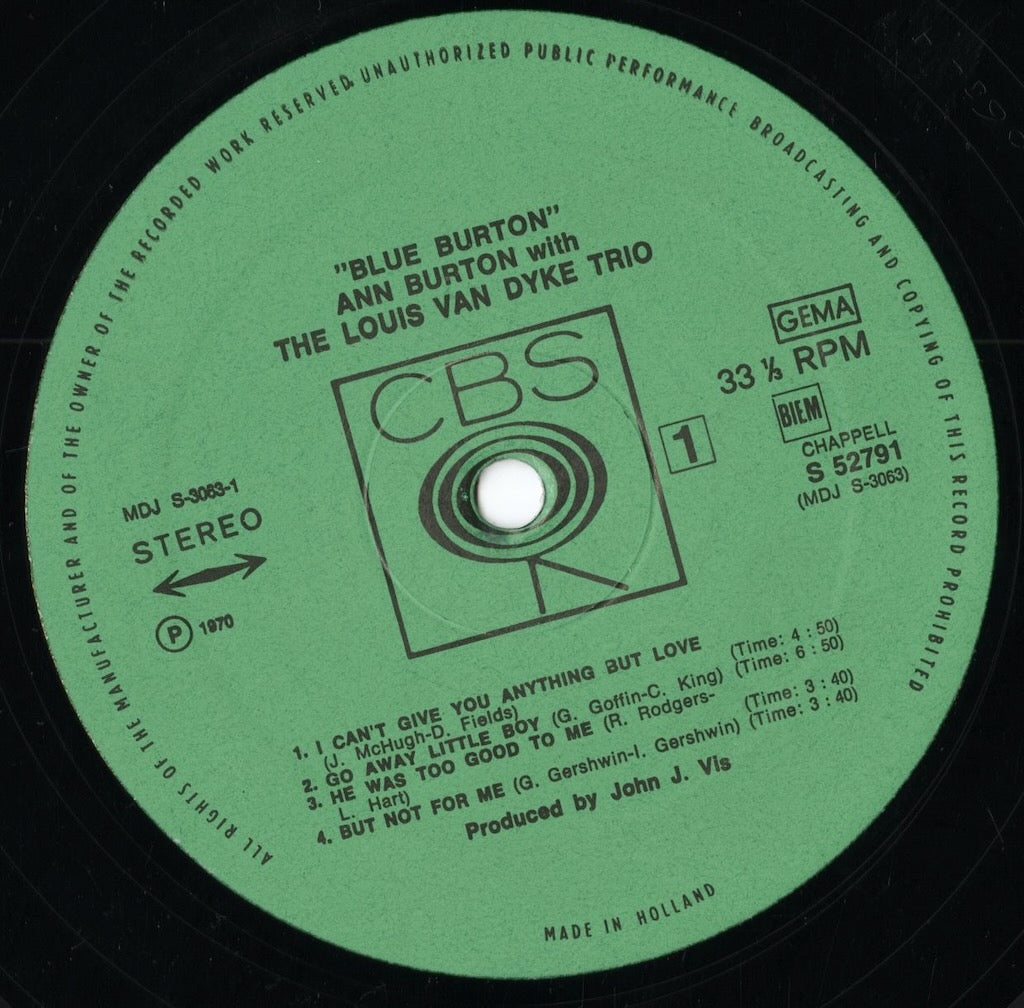 Ann Burton – Blue Burton (S 52791) LP 1970 Netherlands CBS｜中古LP