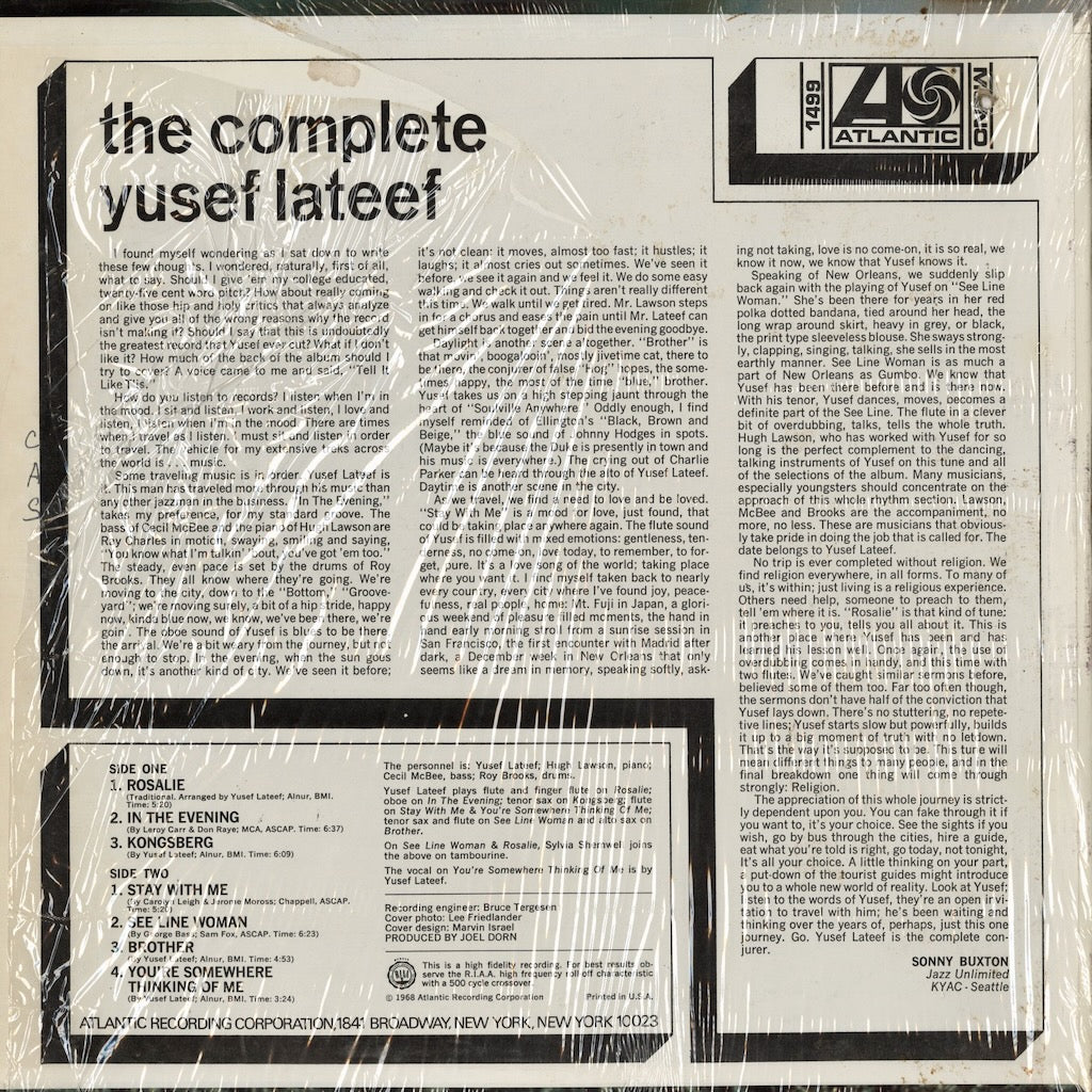 Yusef Lateef - The Complete Yusef Lateef - MONO (1499) 1968 US Atlantic｜中古LP