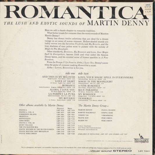 Martin Denny - Romantica (LST-7207) 1961 US Liberty STEREO｜中古LP