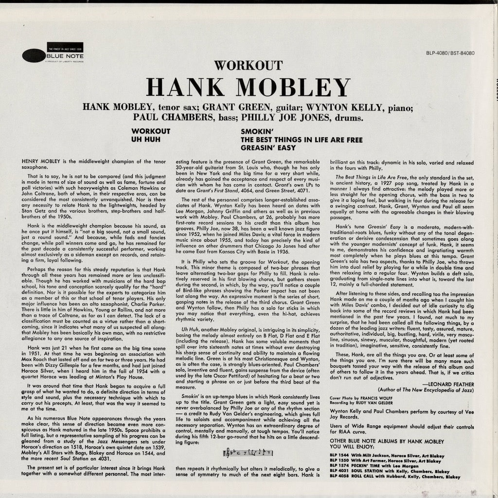 Hank Mobley / ハンク・モブレー / Workout (BLP 84080)