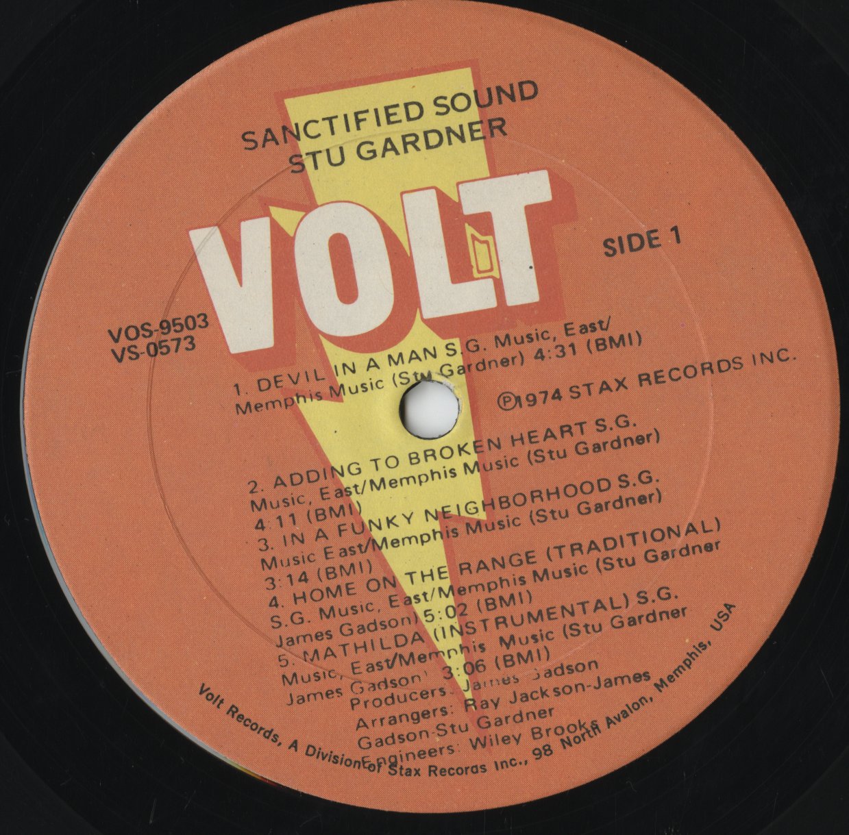 Stu Gardner - And The Sanctified Sound (VOS 9503) LP 1974 US Volt｜中古LP