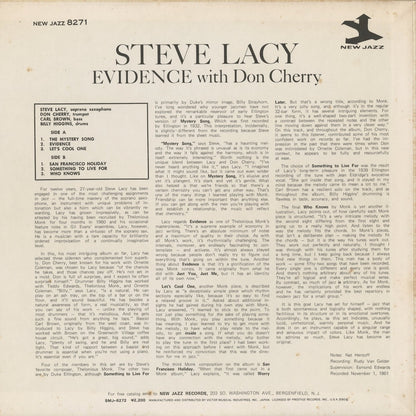 Steve Lacy with Don Cherry / Evidence (SMJ-6272) LP JPN New Jazz｜中古LP