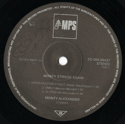 Monty Alexander - Monty Strikes Again (5D 064-99437) 1976 NLD MPS｜中古LP