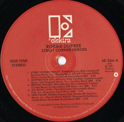 Robbie Dupree - Street Corner Heroes (6E-344) 1981 US Elektra｜中古LP