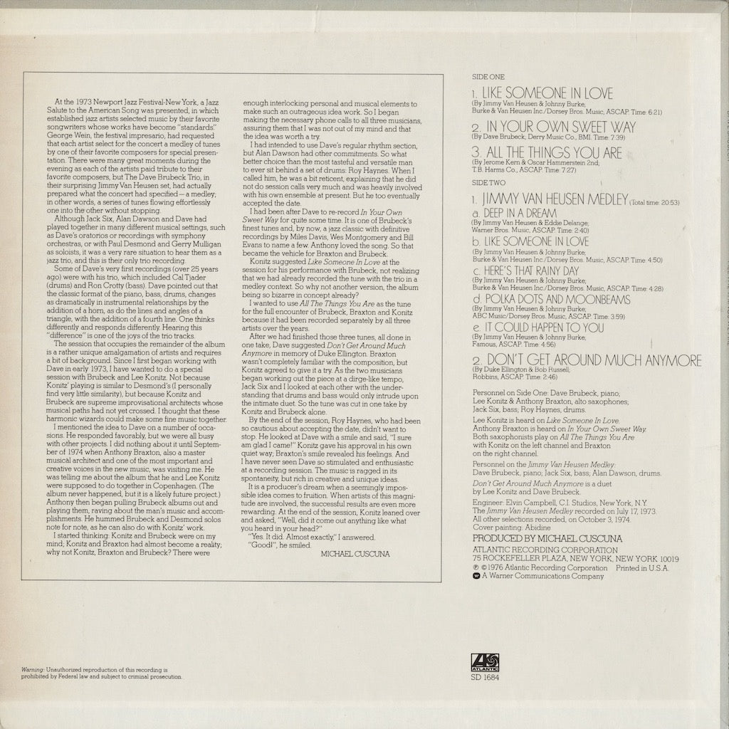 Dave Brubeck / デイヴ・ブルーベック / All The Things We Are (SD 1684)
