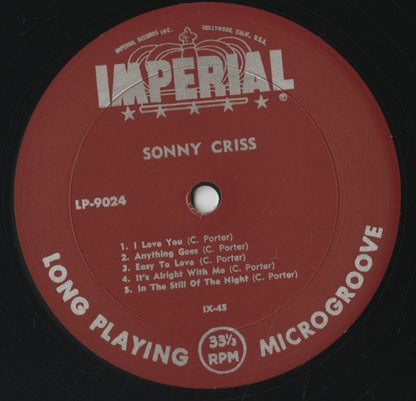 Sonny Criss - Sonny Criss Plays Cole Porter (LP-9024) LP 2005 US Classic Records｜中古LP