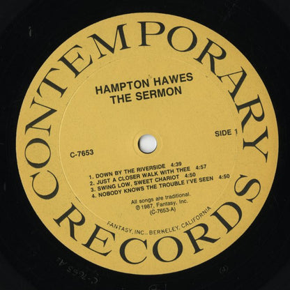 Hampton Hawes - The Sermon (C-7653) LP 1987 US Contemporary｜中古LP