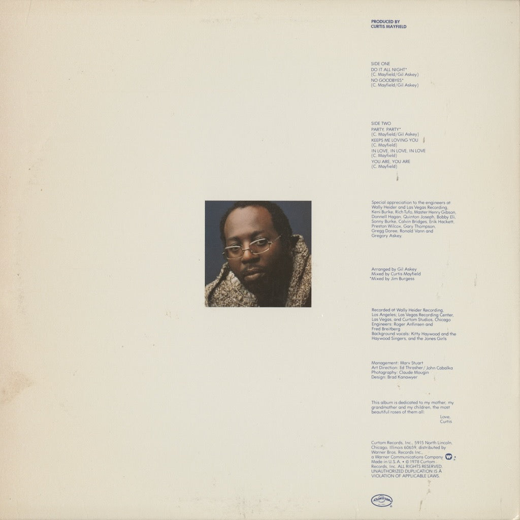 Curtis Mayfield - Do It All Night (CUK 5022) 1978 US Curtom｜中古LP