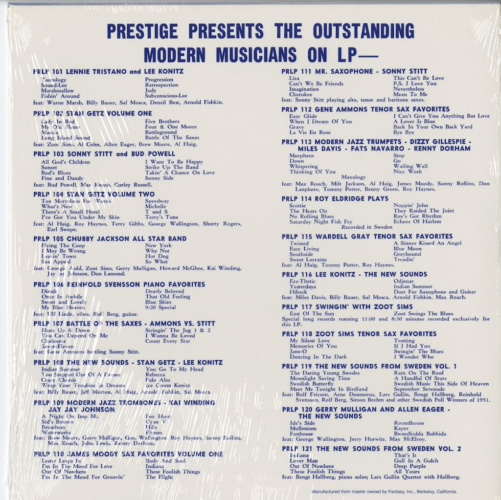 Zoot Sims - Swingin' With Zoot Sims (PRLP 117) 1980s US Fantasy｜中古 10inch