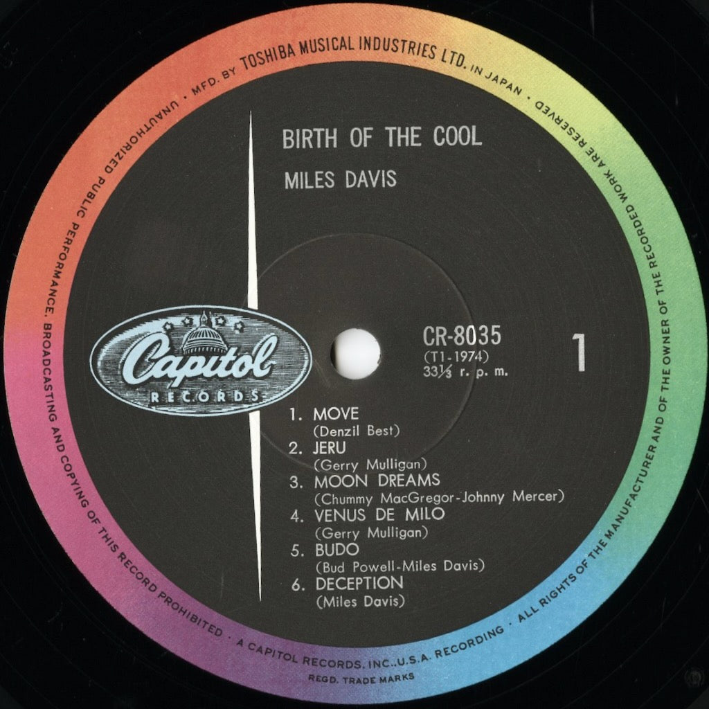 Miles Davis - Birth Of The Cool (CR-8035) LP 1967 JPN Capitol / 東芝音工｜中古LP