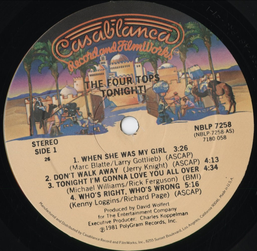 Four Tops - Tonight! (NBLP 7258) 1981 US Casablanca｜中古LP