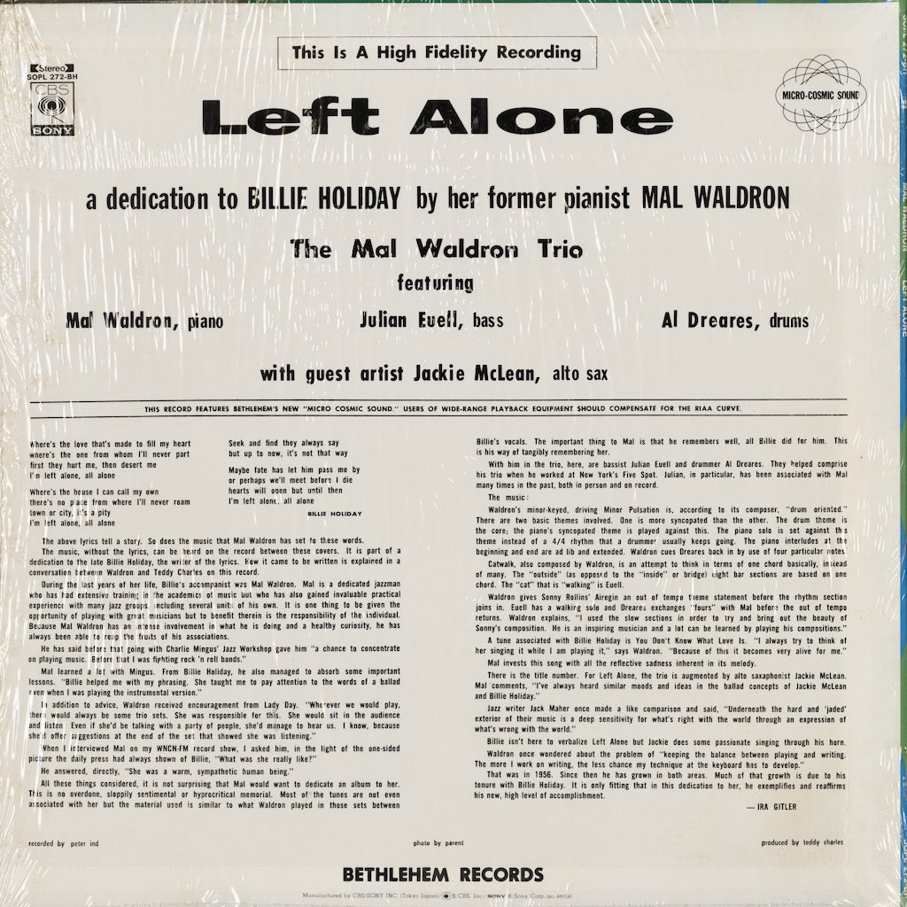 Mal Waldron / マル・ウォルドロン / Left Alone (SOPL-272-BH)