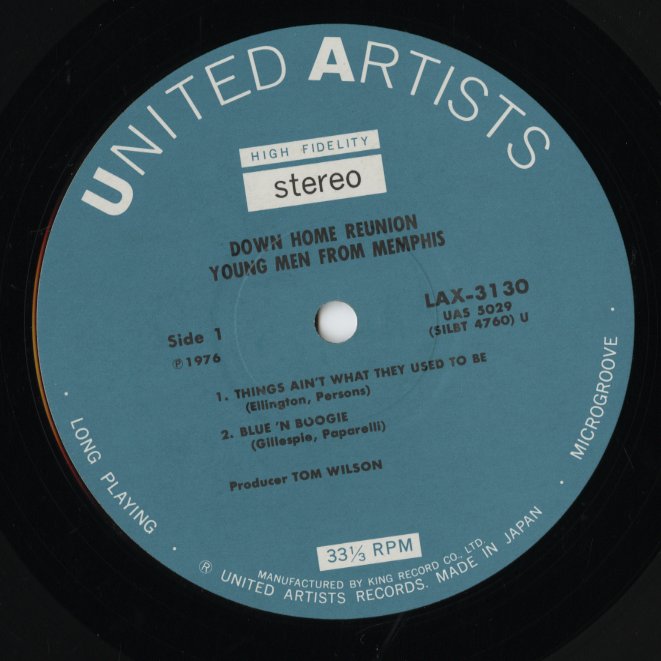 Young Men From Memphis - Down Home Reunion (LAX 3130) LP 1976 JPN United Artists｜中古LP
