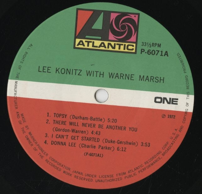 Lee Konitz / リー・コニッツ / Lee Konitz With Warne Marsh (P-6071A)