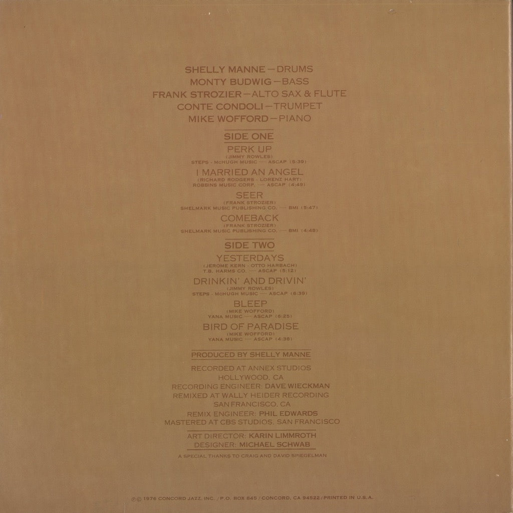 Shelly Manne - Perk Up (CJ-21) LP 1975 US Concord Jazz｜中古LP