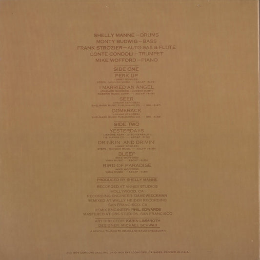 Shelly Manne - Perk Up (CJ-21) LP 1975 US Concord Jazz｜中古LP