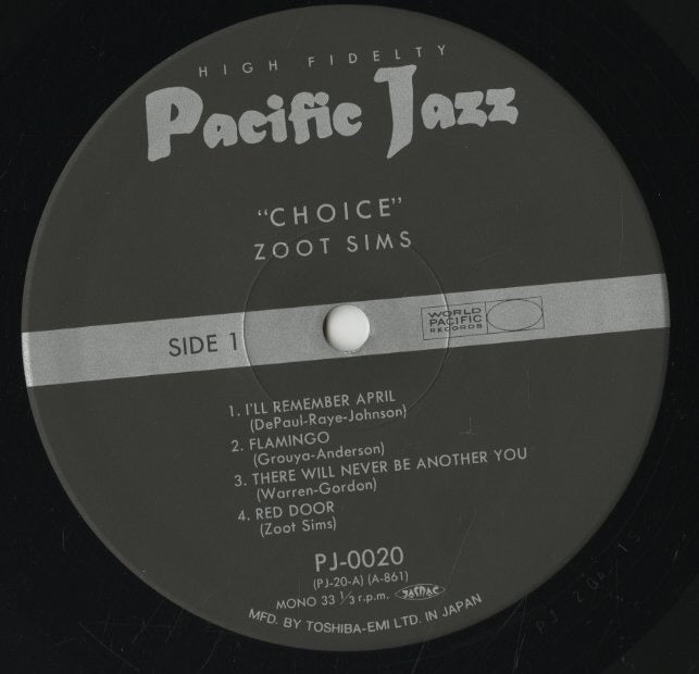 Zoot Sims - Choice (PJ-0020) LP 1961/1992 JPN Pacific Jazz｜中古LP