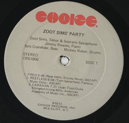 Zoot Sims / ズート・シムズ / Zoot Sims' Party (CRS1006)