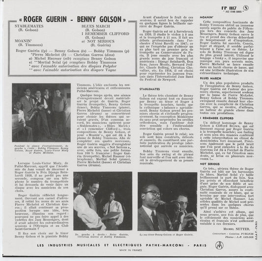 Roger Guérin, Benny Golson, Bobby Timmons -10 (FP 1117) 2012 JPN Atelier Sawano｜中古10 inch
