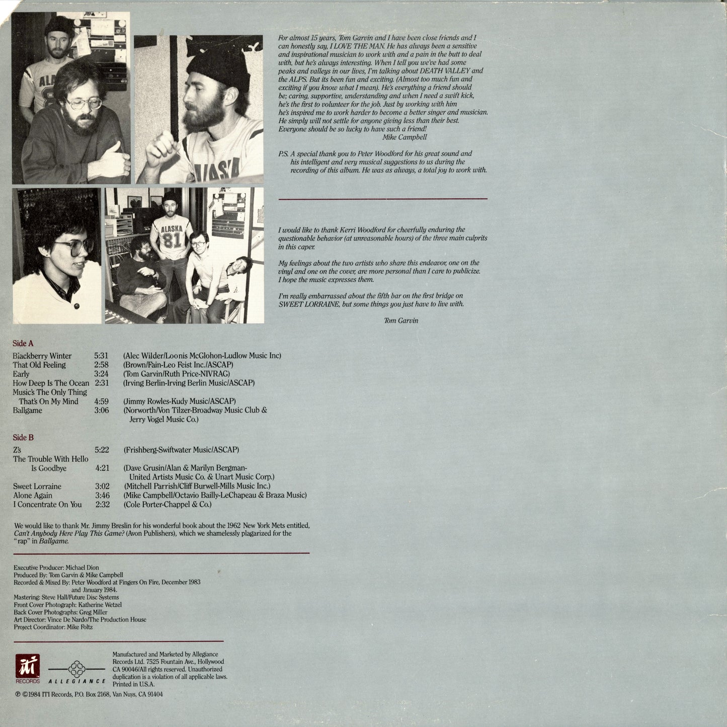 Mike Campbell & Tom Garvin / マイク・キャンベル / Blackberry Winter (JL009)