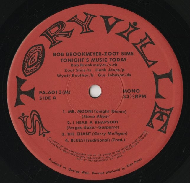 Zoot Sims - Bob Brookmeyer / ズート・シムズ　ボブ・ブルックマイヤー / Tonite's Music Today (PA-6013(M))