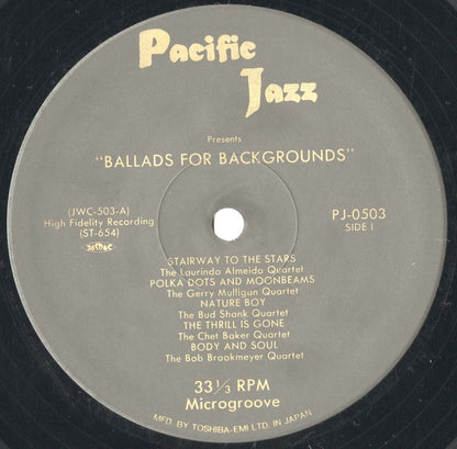 V.A./ Ballads For Backgrounds  / Gerry Mulligan Quintet, Chet Baker Quartet etc (PJ-0503)