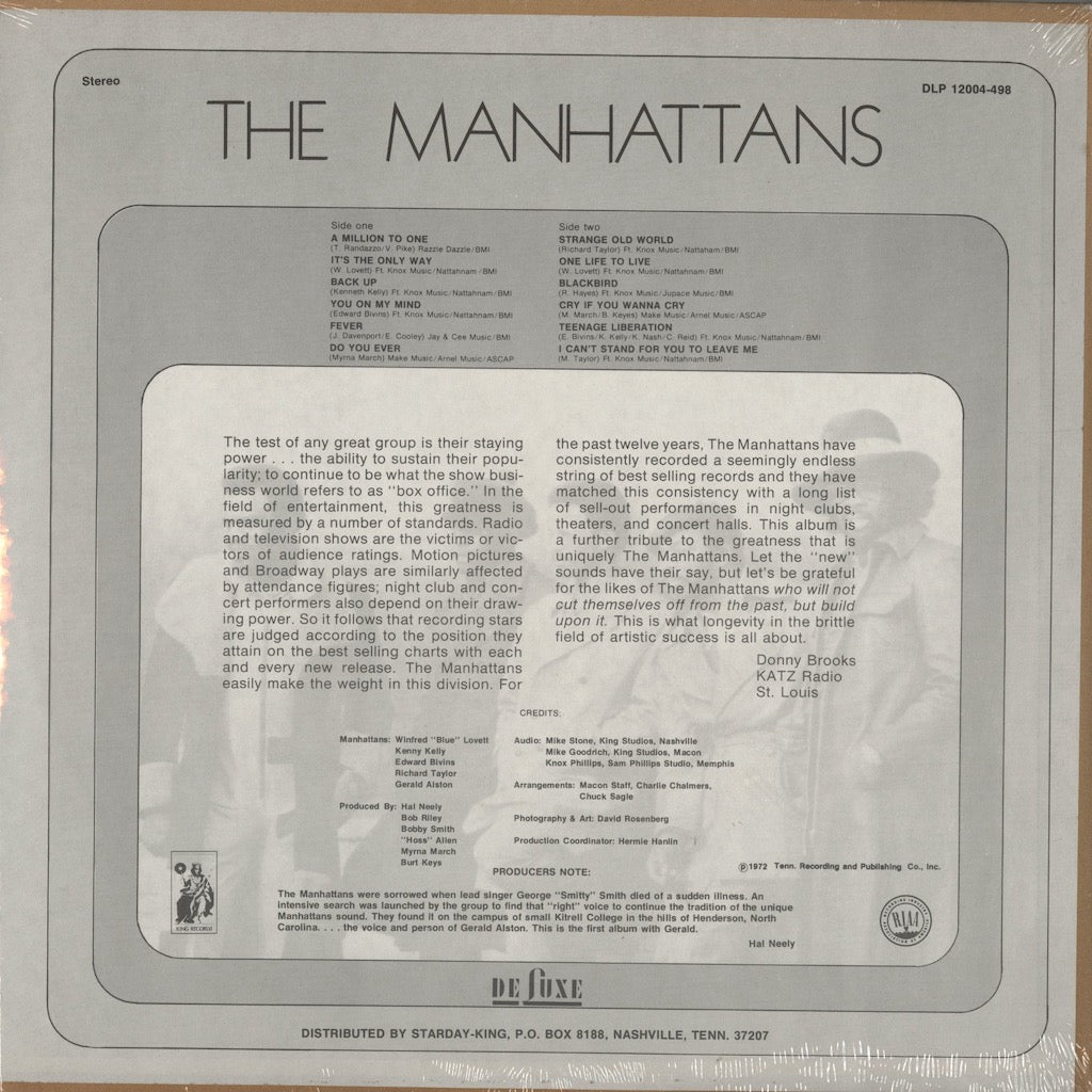 The Manhattans - A Million To One (DLP 12004) LP 1972 US DeLuxe｜中古LP