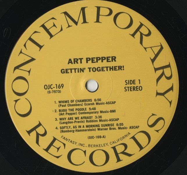 Art Pepper / アート・ペッパー / Gettin' Together (OJC-169)