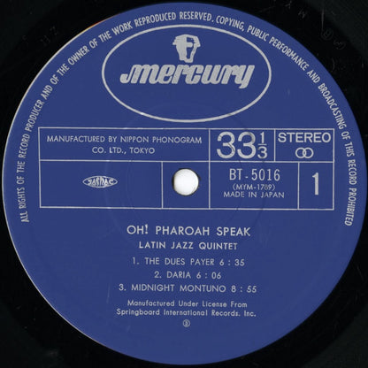 The Latin Jazz Quintet / ラテン・ジャズ・クインテット / Oh! Pharoah Speak (BT-5016)