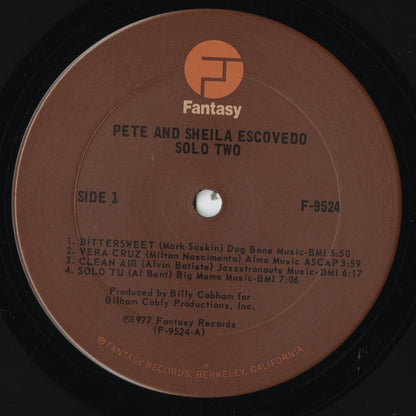 Pete & Sheila Escovedo - Solo Two (F-9524) LP 1977 US Fantasy｜中古LP