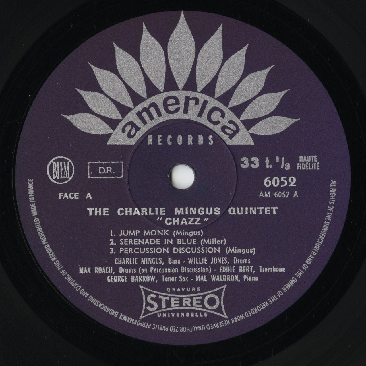 The Charlie Mingus Quintet - Chazz! (30 AM 6052) LP 1972 FRA America Records｜中古LP