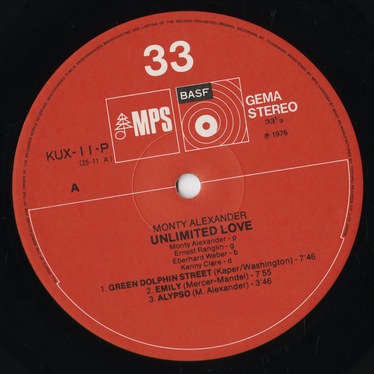 Monty Alexander - Unlimited Love (Live & In Concert) (KUX-11-P) 1977 JPN MPS｜中古LP