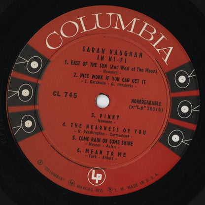 Sarah Vaughan / サラ・ヴォーン / Sarah Vaughan In Hi-Fi (CL745)