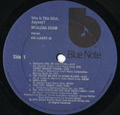 Marlena Shaw - Who Is This Bitch, Anyway? (BN-LA397-G) 1975 US Blue Note｜中古LP