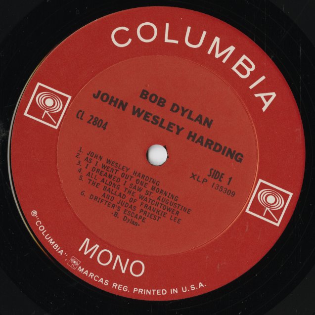 Bob Dylan - John Wesley Harding (CL 2804) LP 1968 US Columbia｜中古LP