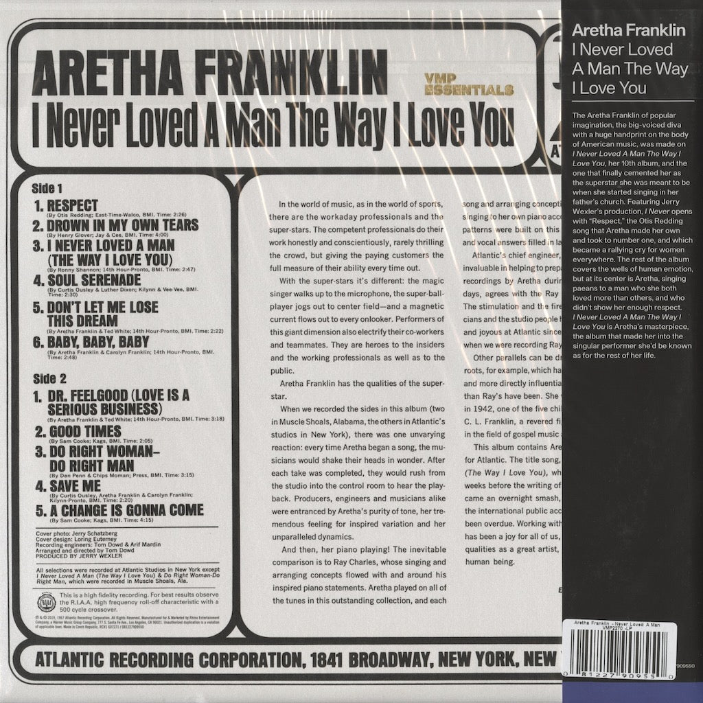 Aretha Franklin / アレサ・フランクリン / I Never Loved A Man The Way I Love You -180g MONO (E084)