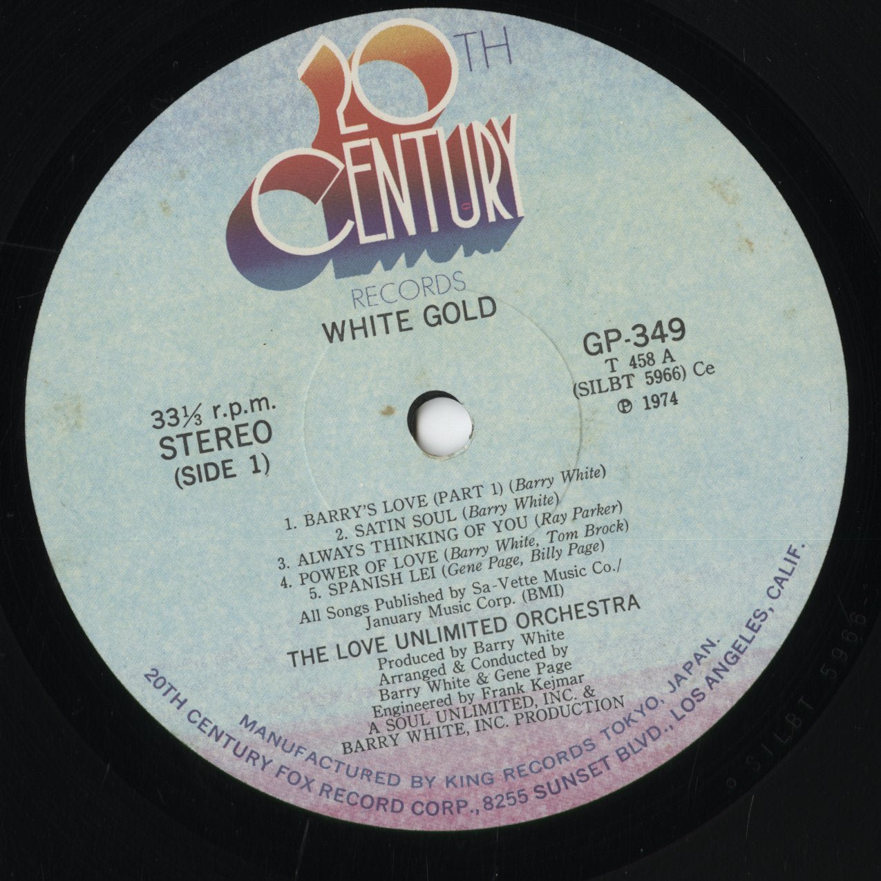 The Love Unlimited Orchestra - White Gold (GP349) 1974 JPN 20th Century Records｜中古LP